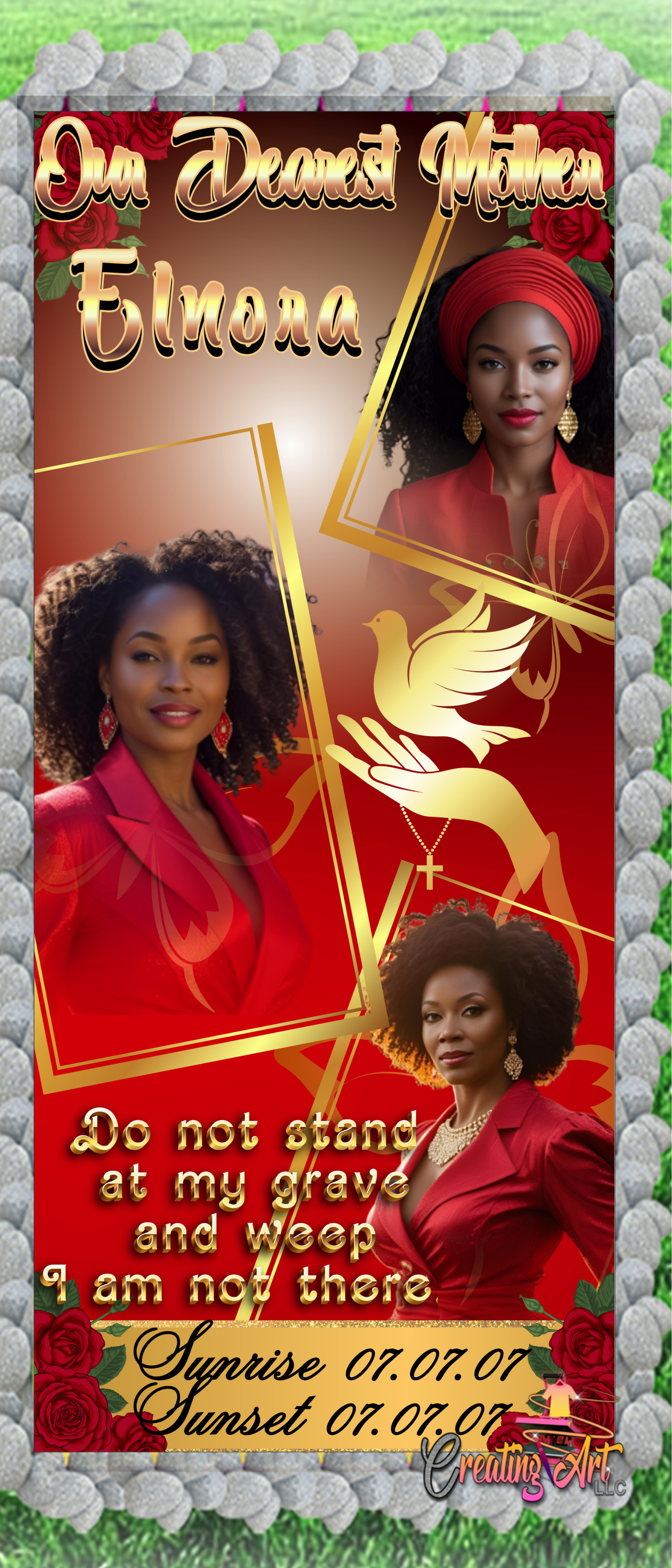 "Custom Memorial Grave Cover – Personalized Celebration of Life Tribute Banner"