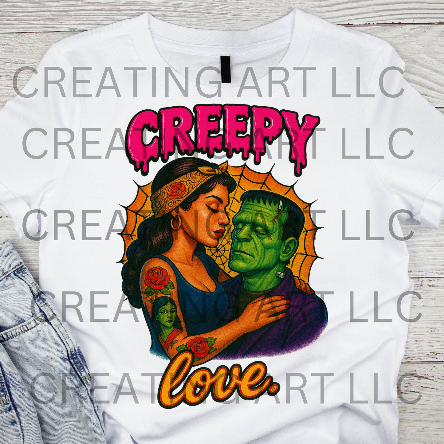Creepy Love Halloween | Frankenstein & Bride Gothic Horror Graphic | Spooky Creepy Cute Digital Download