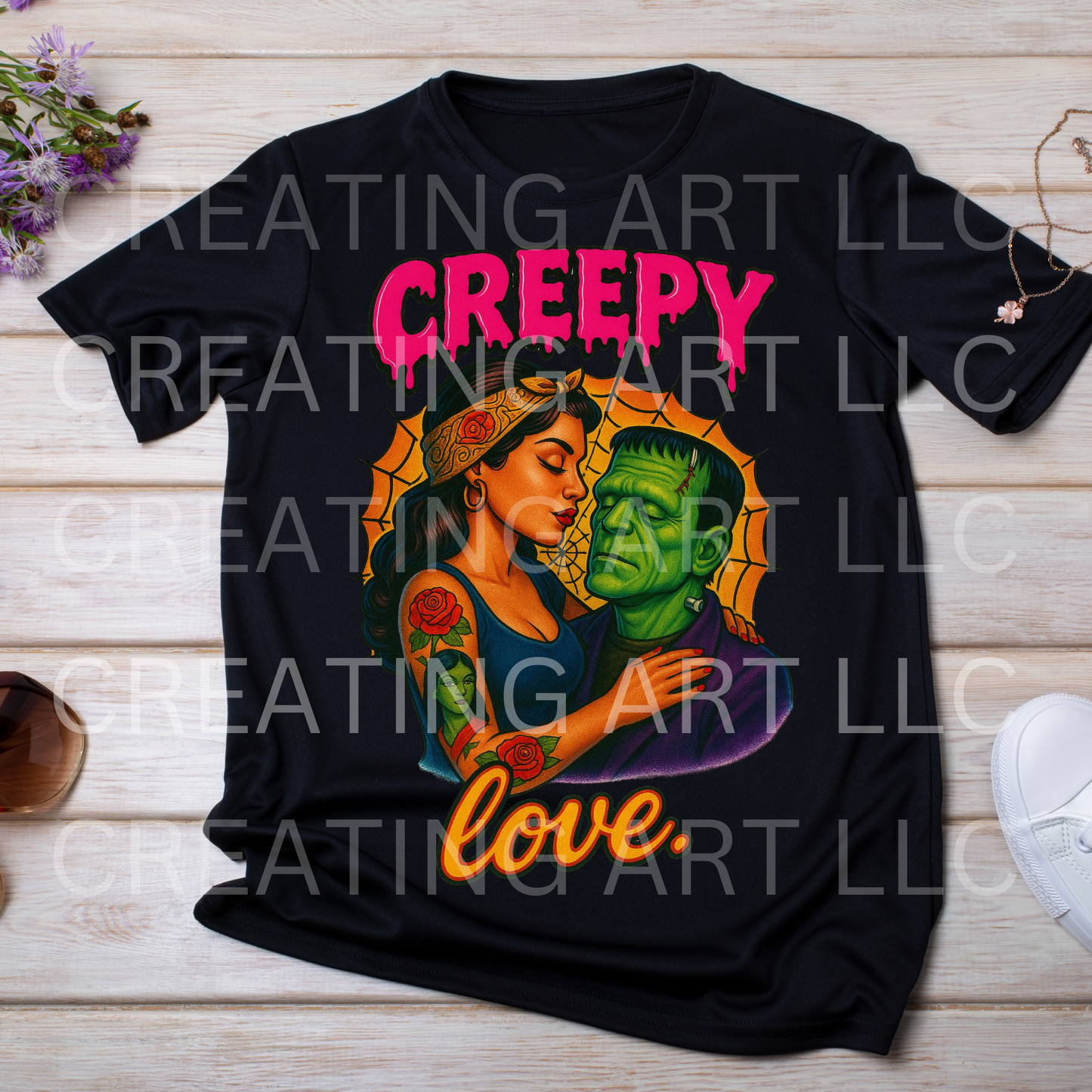 Creepy Love Halloween | Frankenstein & Bride Gothic Horror Graphic | Spooky Creepy Cute Digital Download