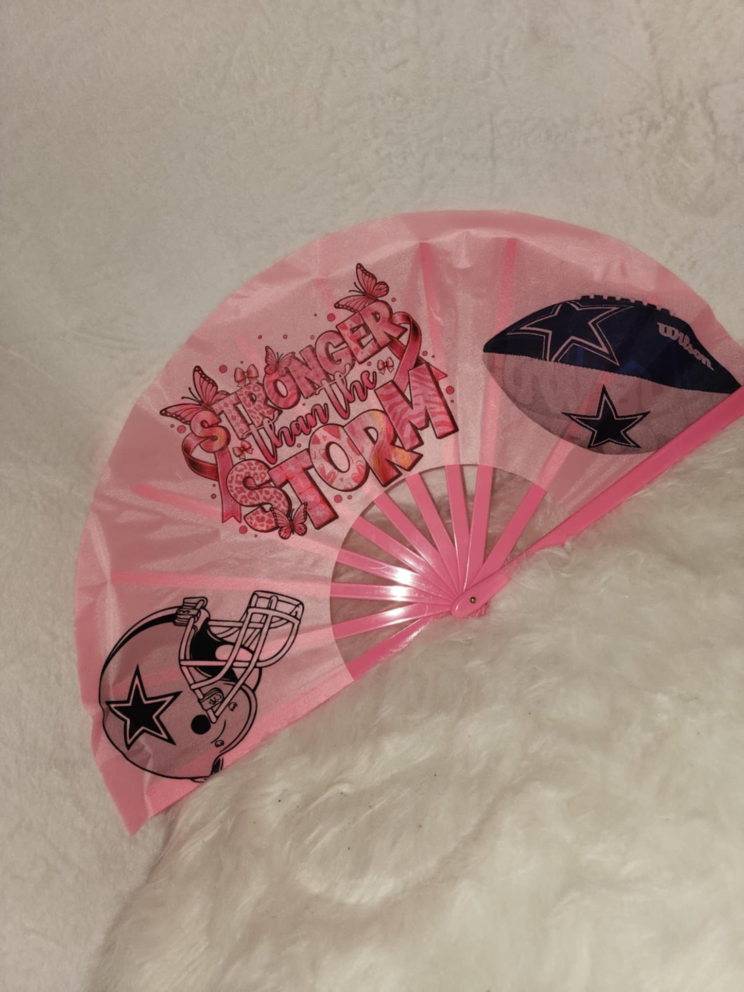 Pink Clack fans fabric 13in