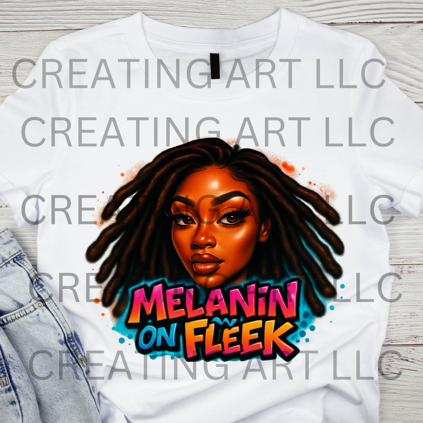 Melanin on Fleek | Afrocentric Black Girl Digital Art | Dreadlocks Sublimation Design | Cultural Pride Shirt Graphic DIGITAL DOWNLOAD