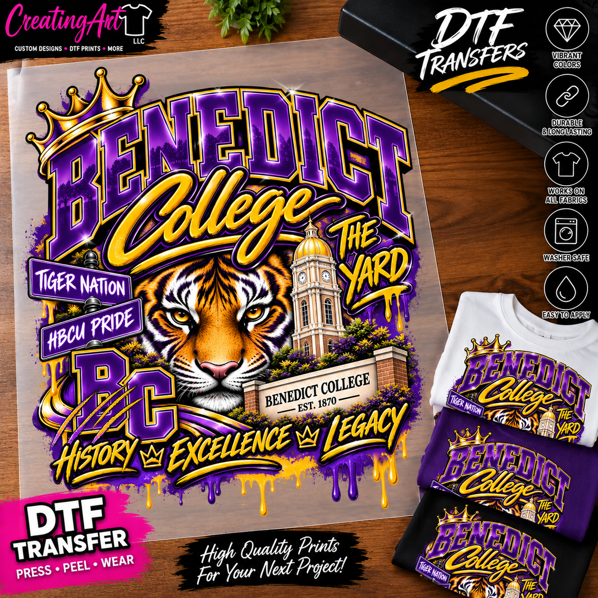 Benedict College The Yard ready to press DTF transfer