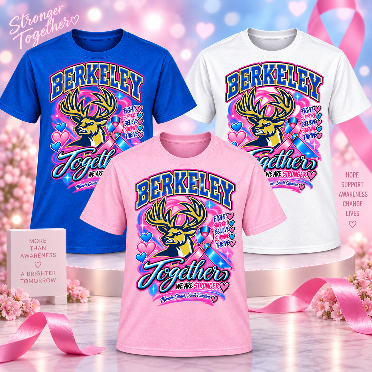 Berkeley Stags Together We Are Stronger breast cancer awareness shirt mockup