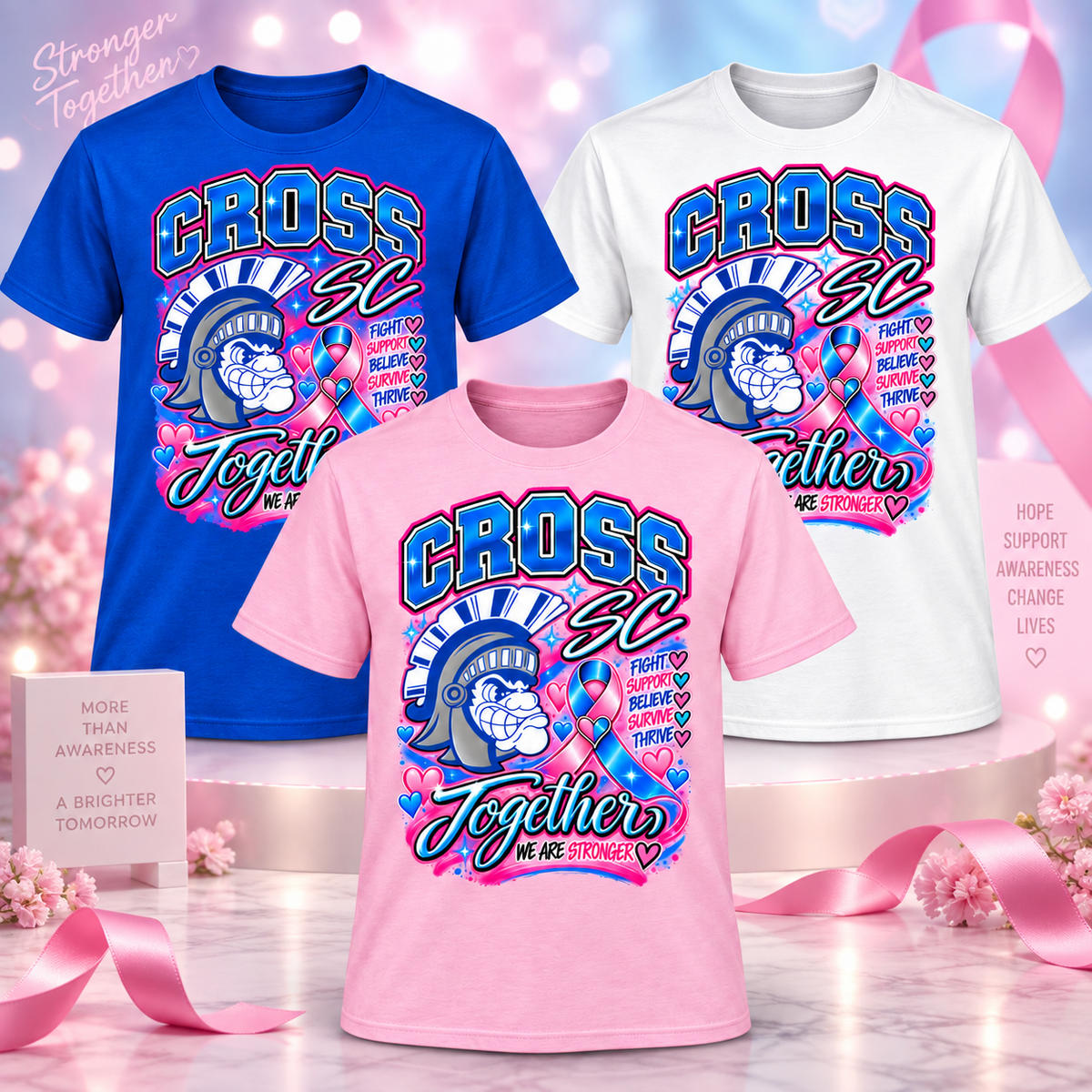 Cross SC Together We Are Stronger breast cancer awareness shirt mockup