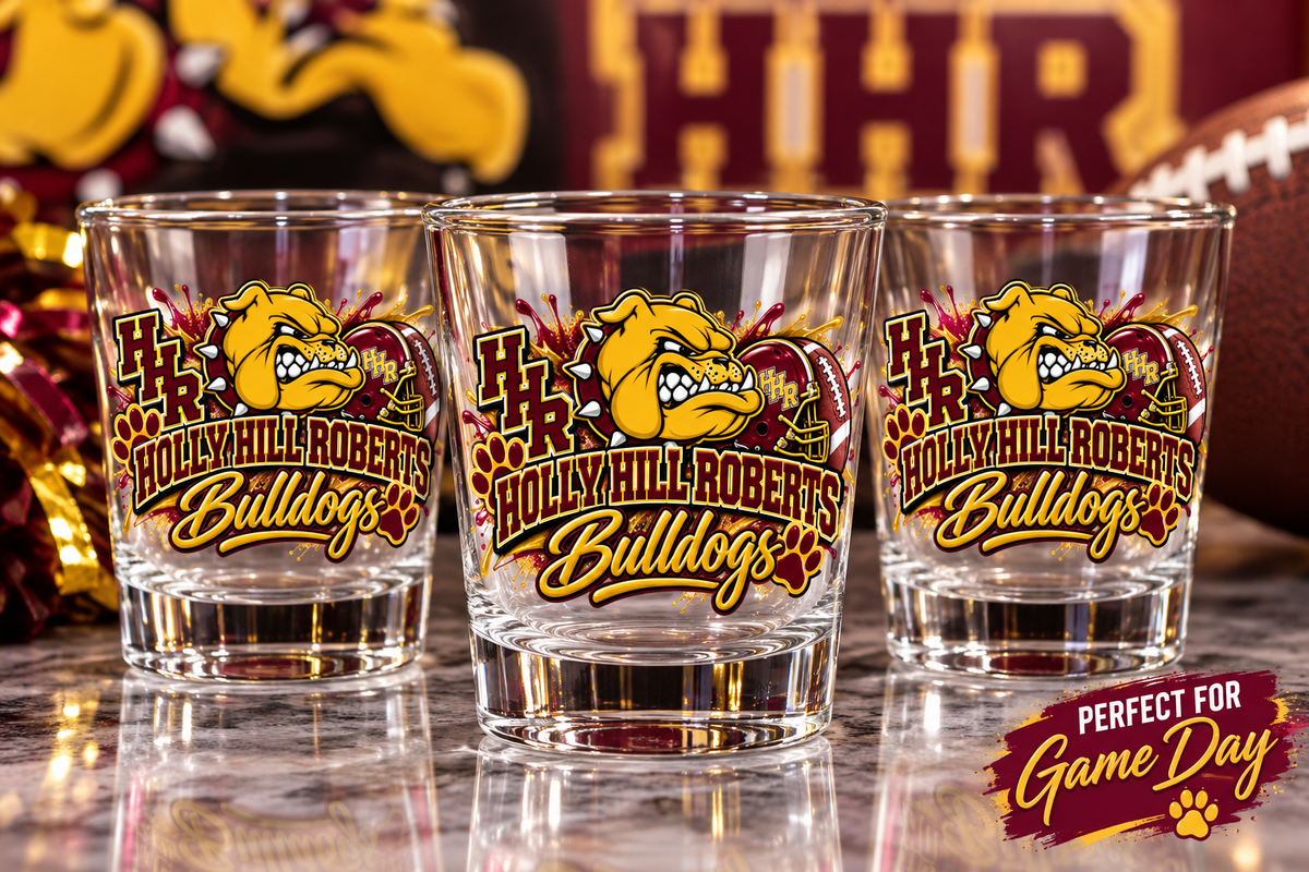 Holly Hill Roberts Bulldogs shot glass