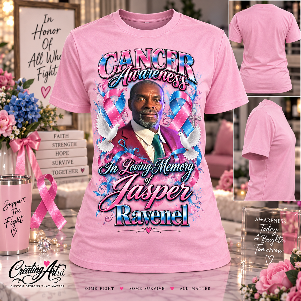 Jasper Ravenel Cancer Awareness memorial shirt in light pink