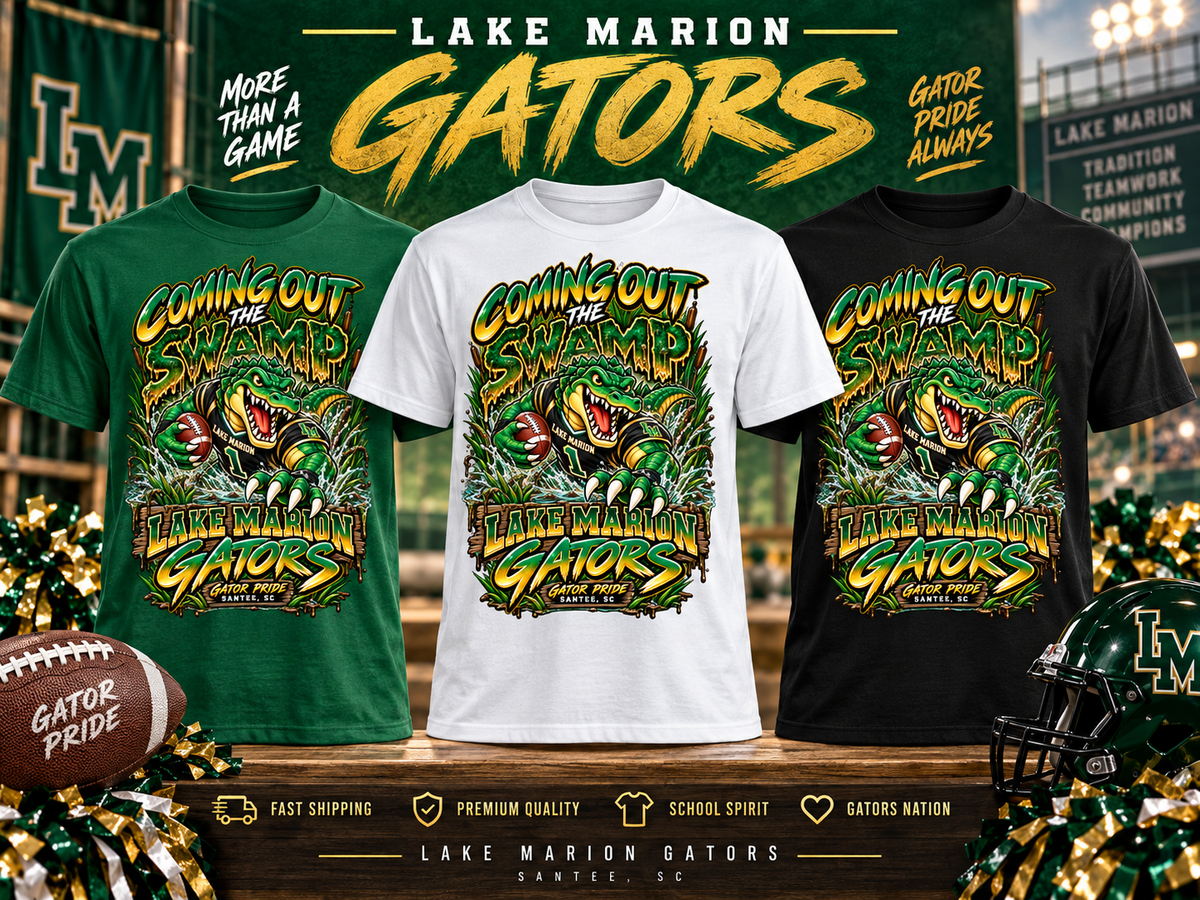 Coming Out the Swamp Lake Marion Gators shirt mockup, green white black