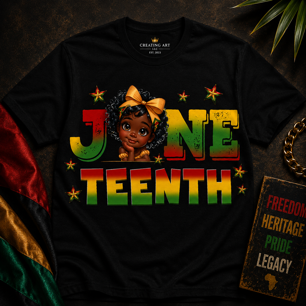 Juneteenth T-Shirt |Girl Celebrate Freedom & Black Culture | Creating Art