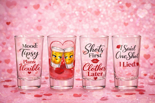Valentine Shot Glass stickers. 6 ct. Per strip