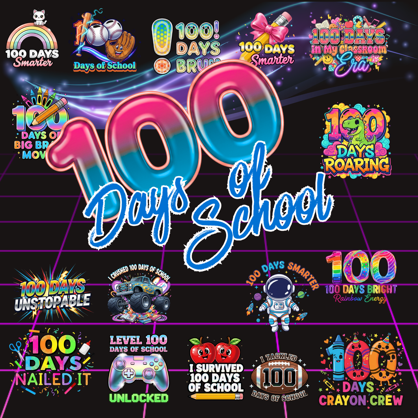 100 days of school (15 png files )