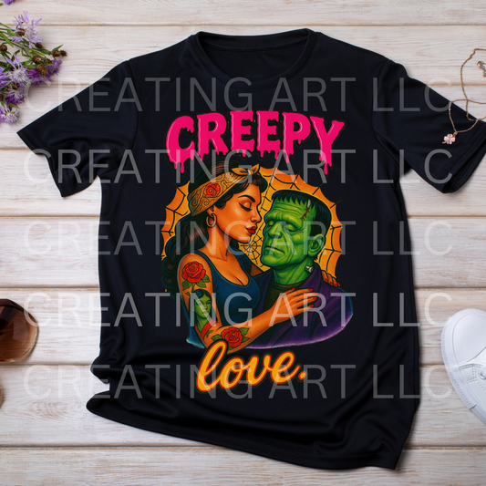 Creepy Love Halloween | Frankenstein & Bride Gothic Horror Graphic | Spooky Creepy Cute Digital Download