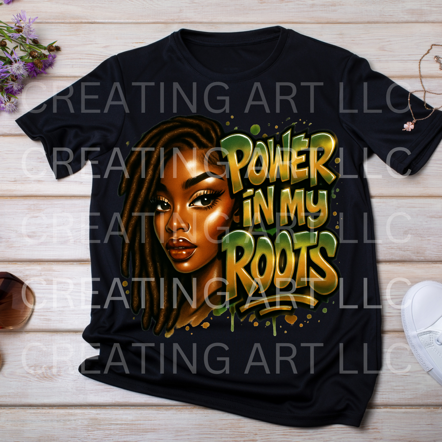 Power in My Roots PNG | Afrocentric Black Girl Digital Art | Dreadlocks Sublimation Design | Cultural Pride Shirt Graphic DIGITAL DOWNLOAD 2