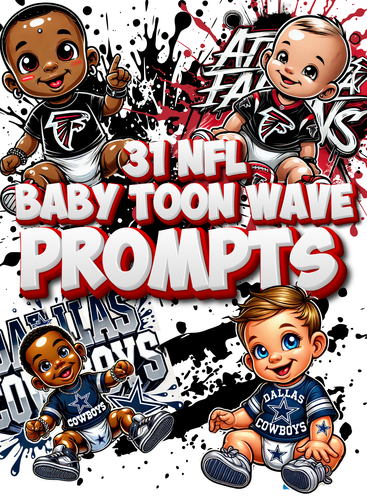 "31 NFL Baby ToonWave Prompts – Cartoon Football Baby Art for AI, Print-on-Demand & Graphic Design"