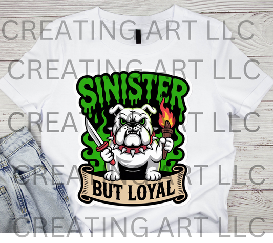 Sinister Bulldog Gothic Sticker | Dark Edgy Neon Green Dog Design | But Loyal Spooky Sticker PNG | Printable Creepy Bulldog Clipar