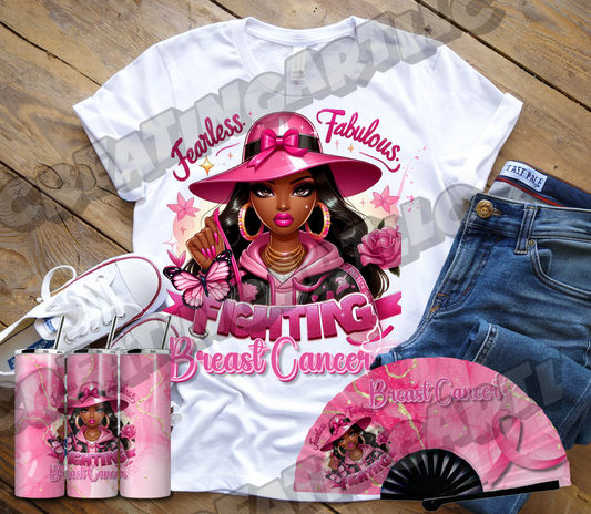 CANCER AWARENESS SET 3 PCS  FAN, SHIRT, AND TUMBLER DIGITAL FILES Fearless