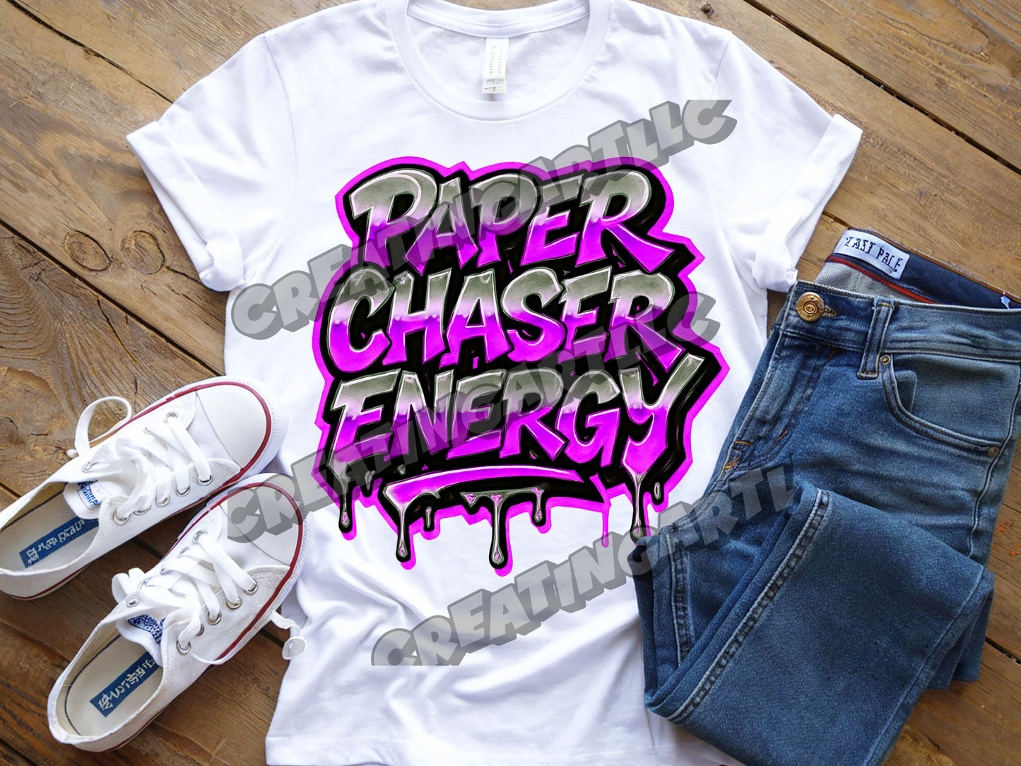 Paper Chaser Energy Drip Graffiti T-Shirt – Bold Streetwear Design