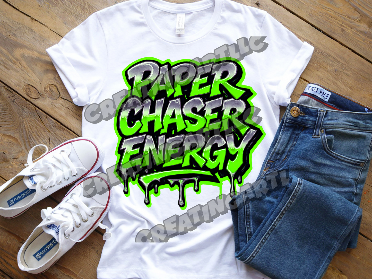 Paper Chaser Energy Drip Graffiti T-Shirt – Bold Streetwear Design