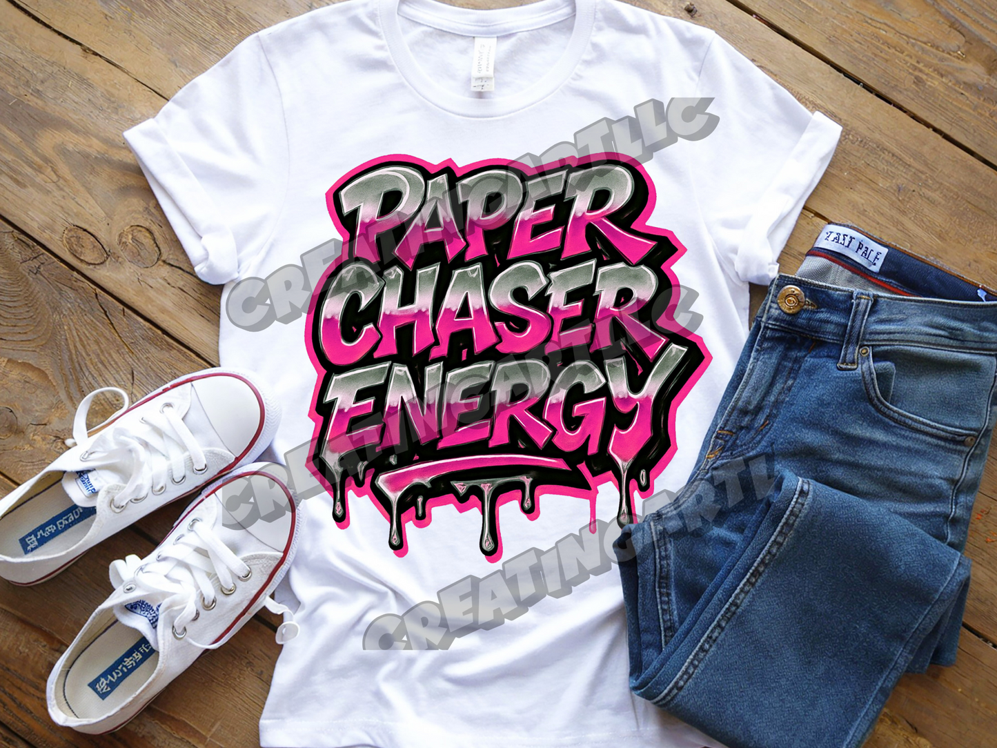 Paper Chaser Energy Drip Graffiti T-Shirt – Bold Streetwear Design
