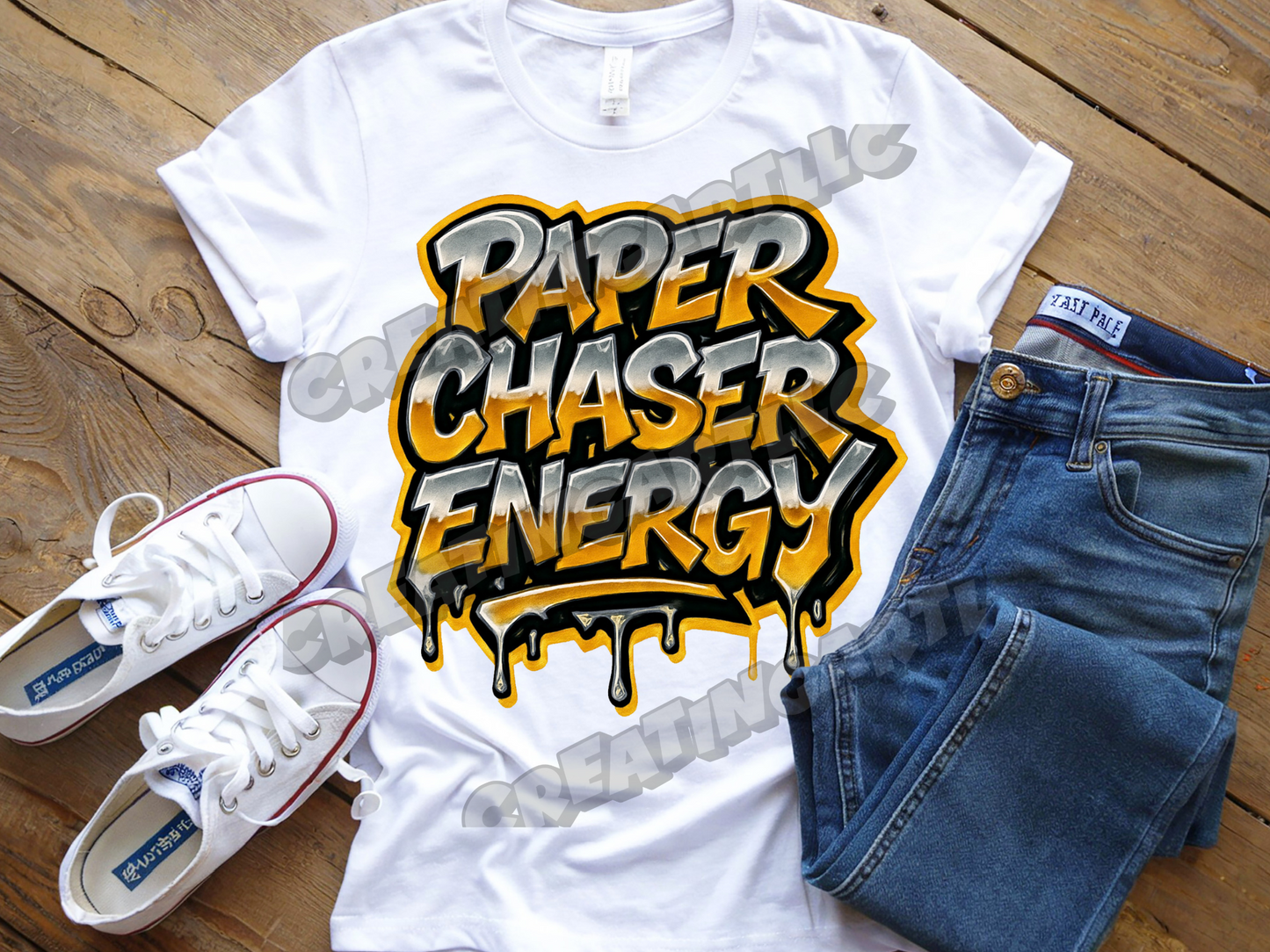 Paper Chaser Energy Drip Graffiti T-Shirt – Bold Streetwear Design