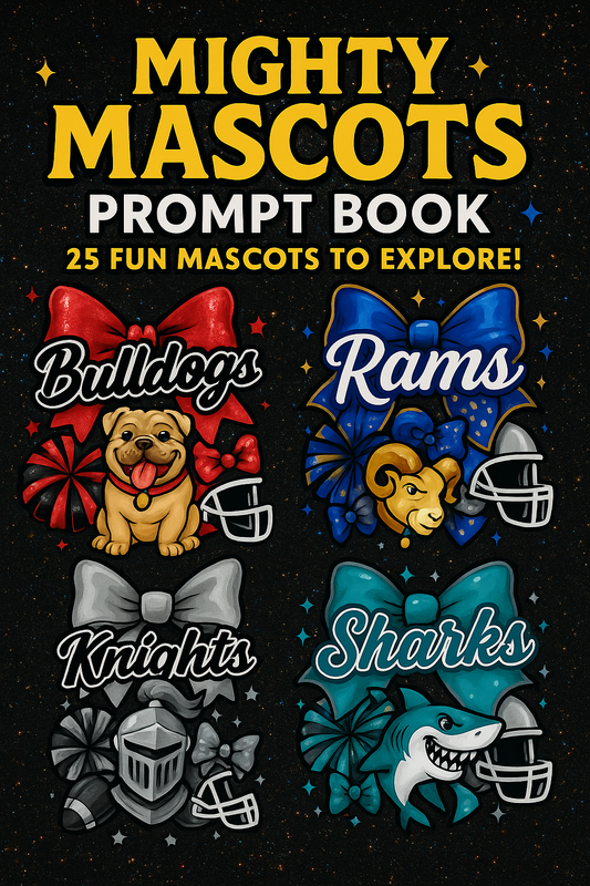 "Mighty Mascots Prompt Book – 25 Fun Sports Mascot Designs for Creative Inspiration