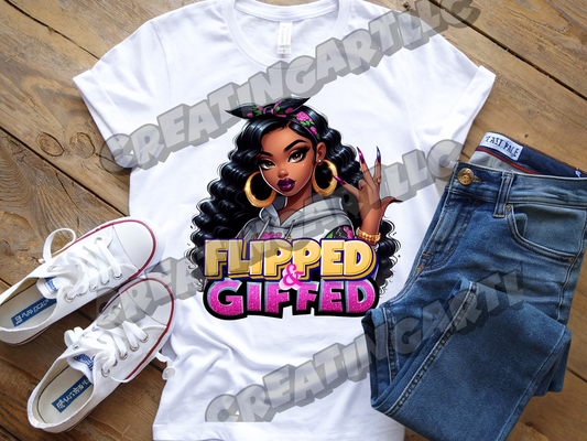 "FLIPPED AND GIFTED - Left Handers Day Graphic Design