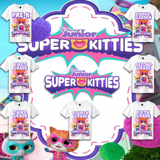 SUPER KITTIES BACK TO SCHOOL  PRE-K THROUGH 5TH GRADE DTF PRINTS 7 PACK
