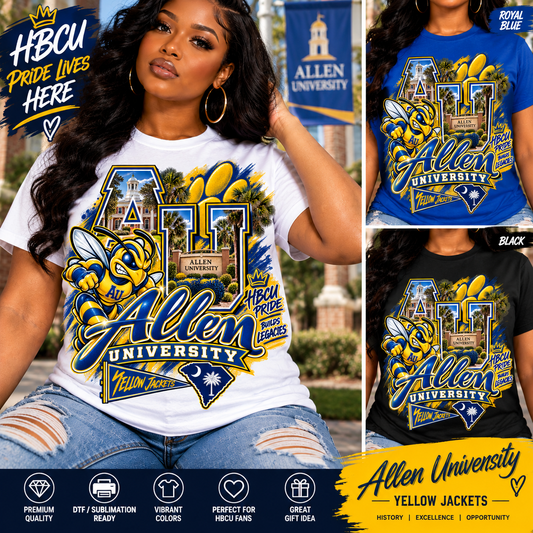 Allen University Yellow Jackets shirt mockup