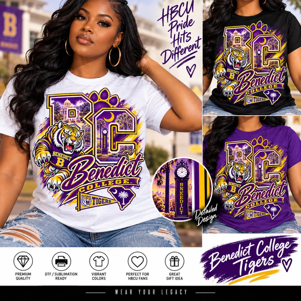 Benedict College Tigers shirt mockup