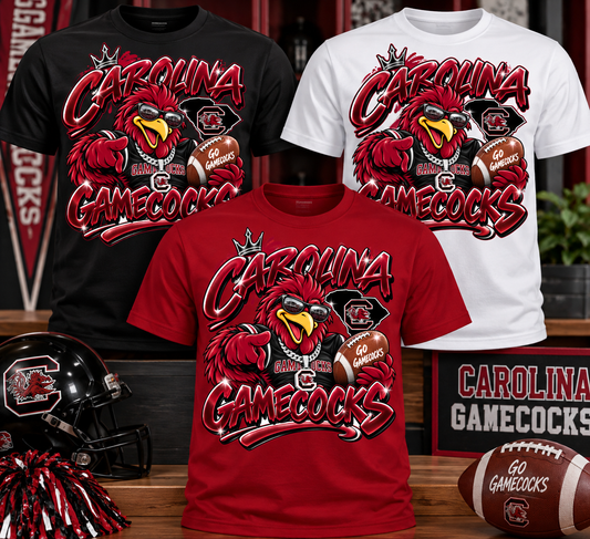 Carolina Gamecocks shirt mockup in black, white, and school red