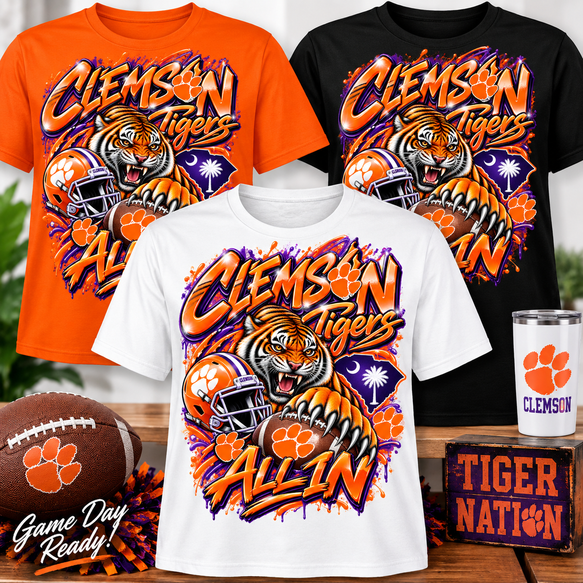 Clemson Tigers All In school spirit shirt mockup