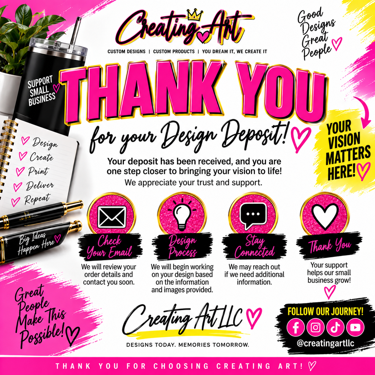 Creating Art custom design deposit