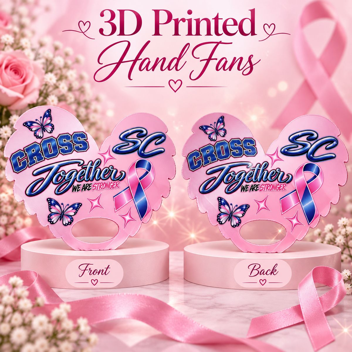 Cross Together 3D printed hand fan product display