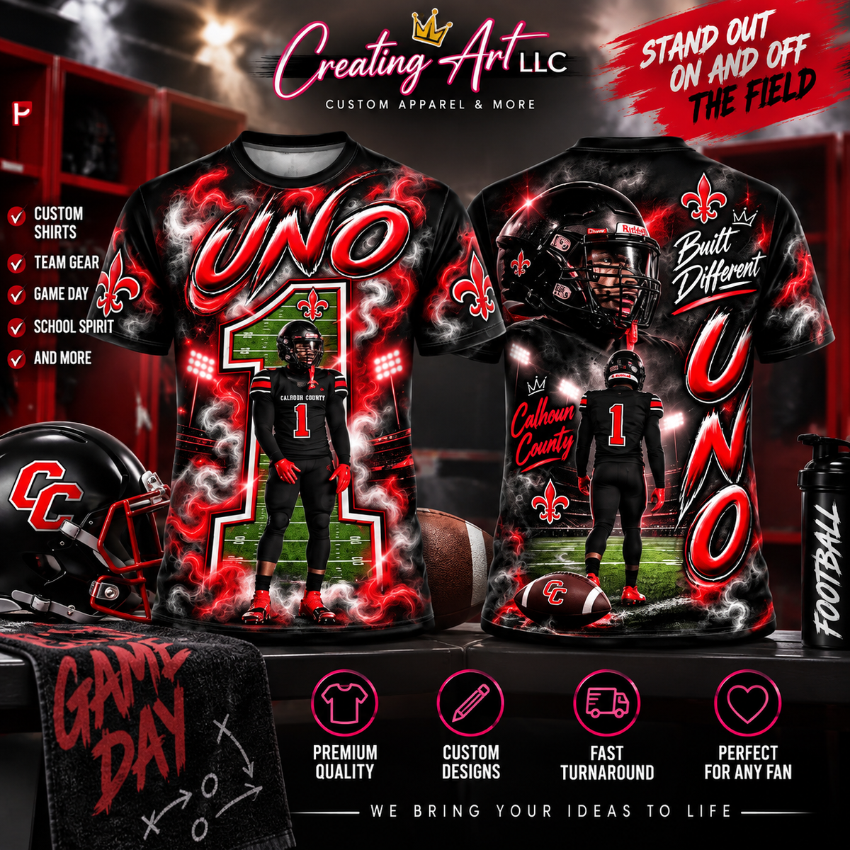 Custom full front and back football player shirt mockup