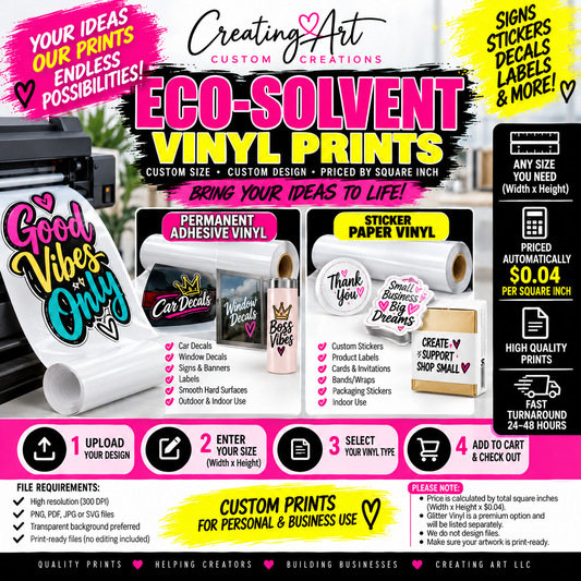 Creating Art Eco-Solvent Vinyl Prints permanent adhesive and sticker paper vinyl