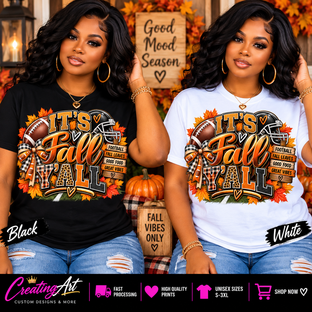 It's Fall Y'all black and white shirt mockup