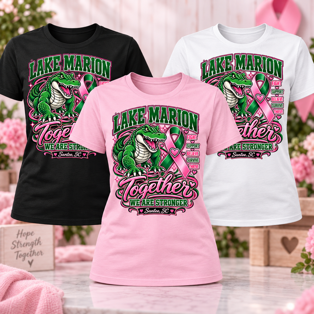 Lake Marion Together We Are Stronger breast cancer awareness shirt mockup