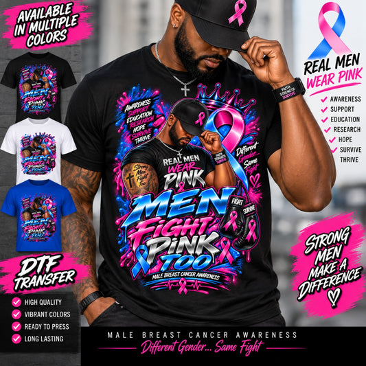 Real Men Wear Pink male breast cancer awareness shirt mockup
