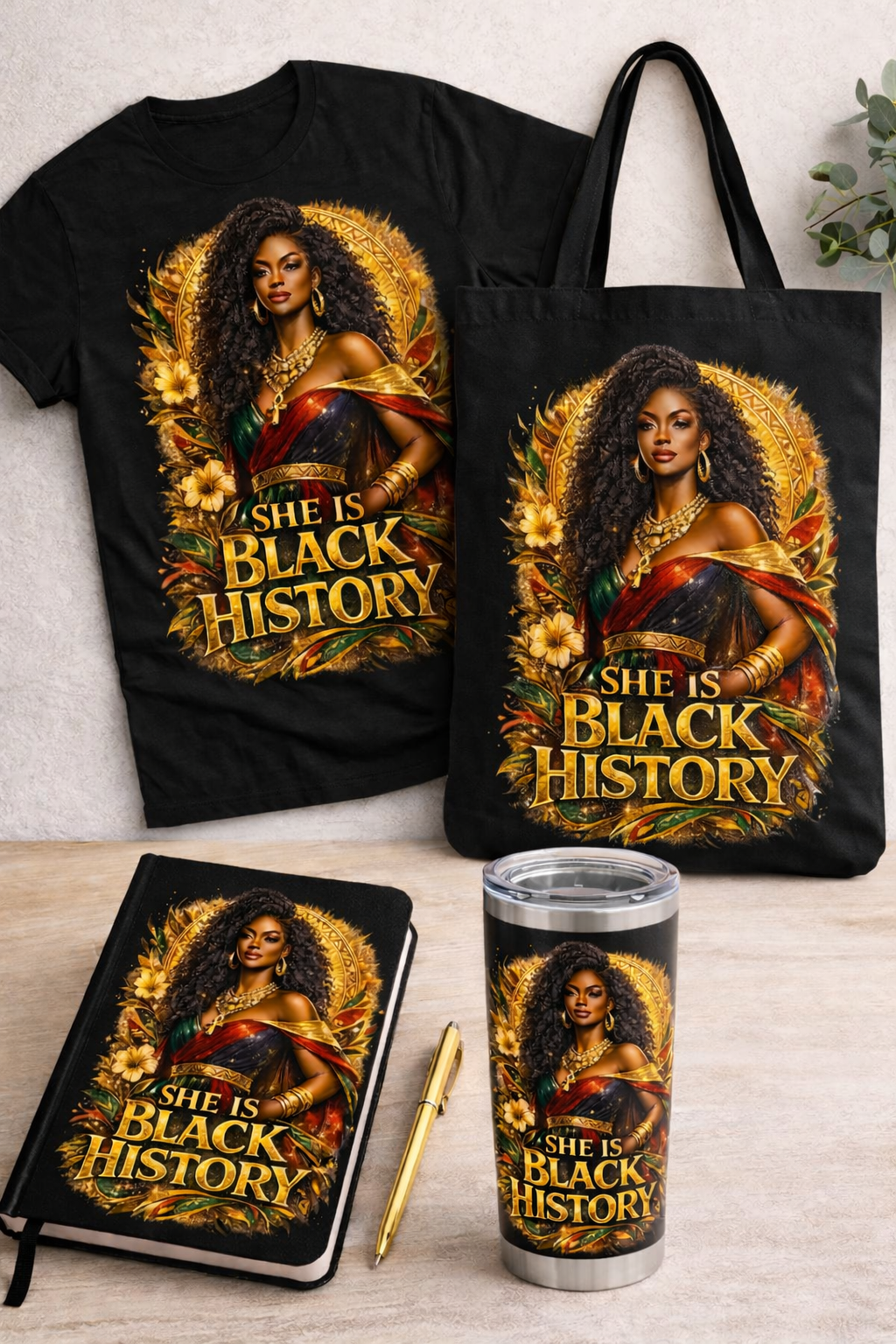 "She Is Black History" Afrocentric Woman PNG - Instant Digital Download
