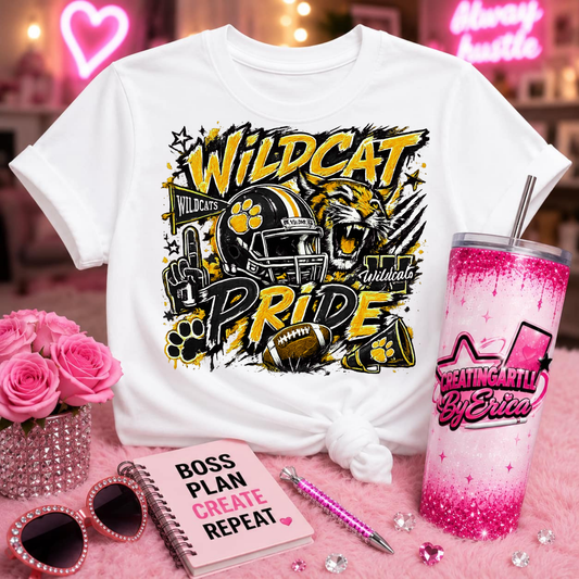 Wildcat Pride PNG | Football Team Spirit Shirt Design | Mascot Sublimation PNG | DTF Transfer | Game Day Digital Download