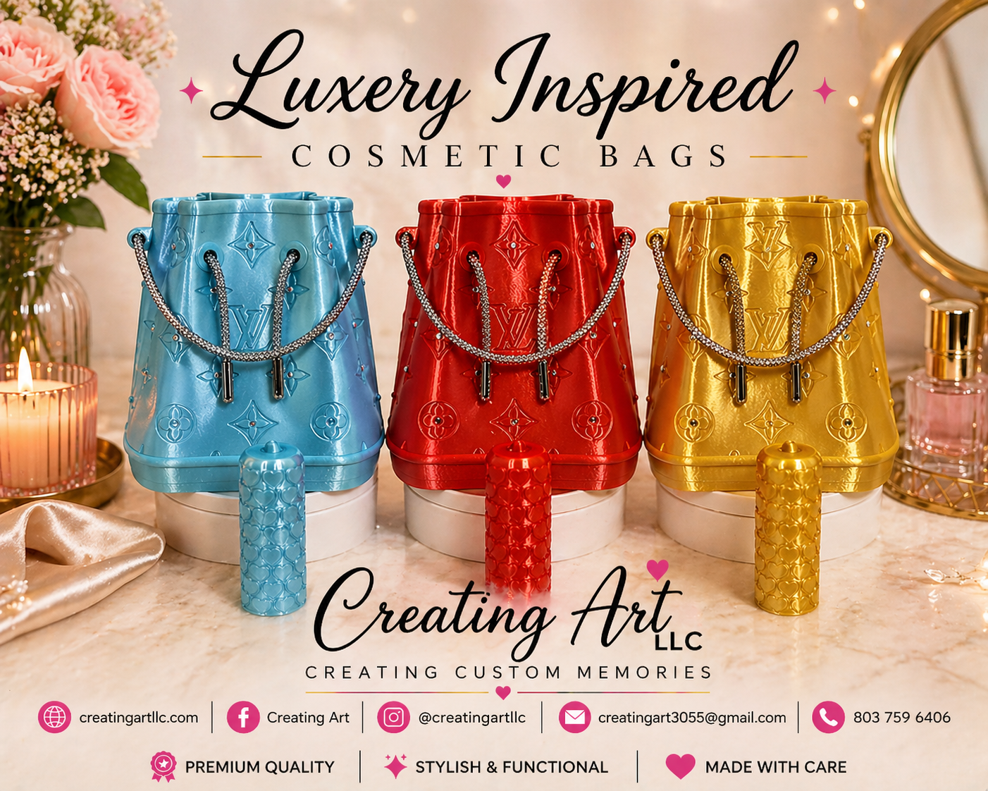 Luxury Inspired Cosmetic Bags with Balm holder