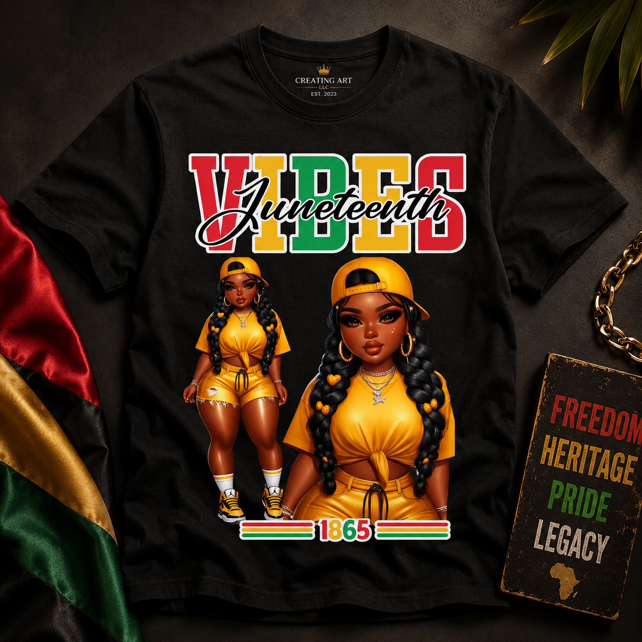 Juneteenth Vibes Lady T-Shirt | Celebrate Black Freedom | Creating Art