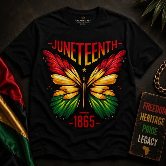 Juneteenth Vibes Butterfly T-Shirt | Celebrate Freedom | Creating Art