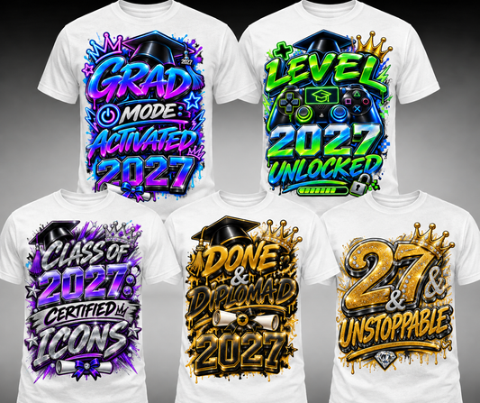 Class of 2027 Graduation PNG Bundle | Senior 2027 DTF Designs | Graffiti Graduation PNG | Grad Shirt Designs | Digital Download