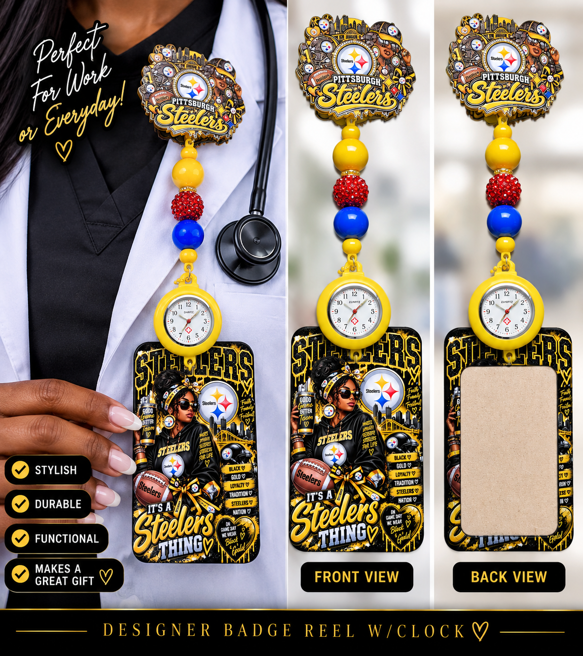 Steelers Clock Badge Reel