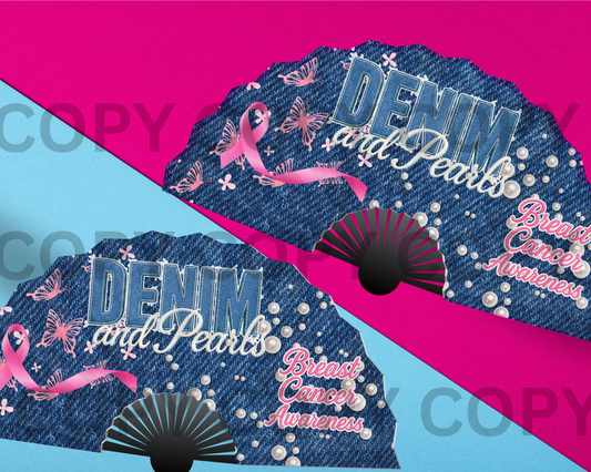 Denim and Pearl Breast Cancer Awareness clack fan