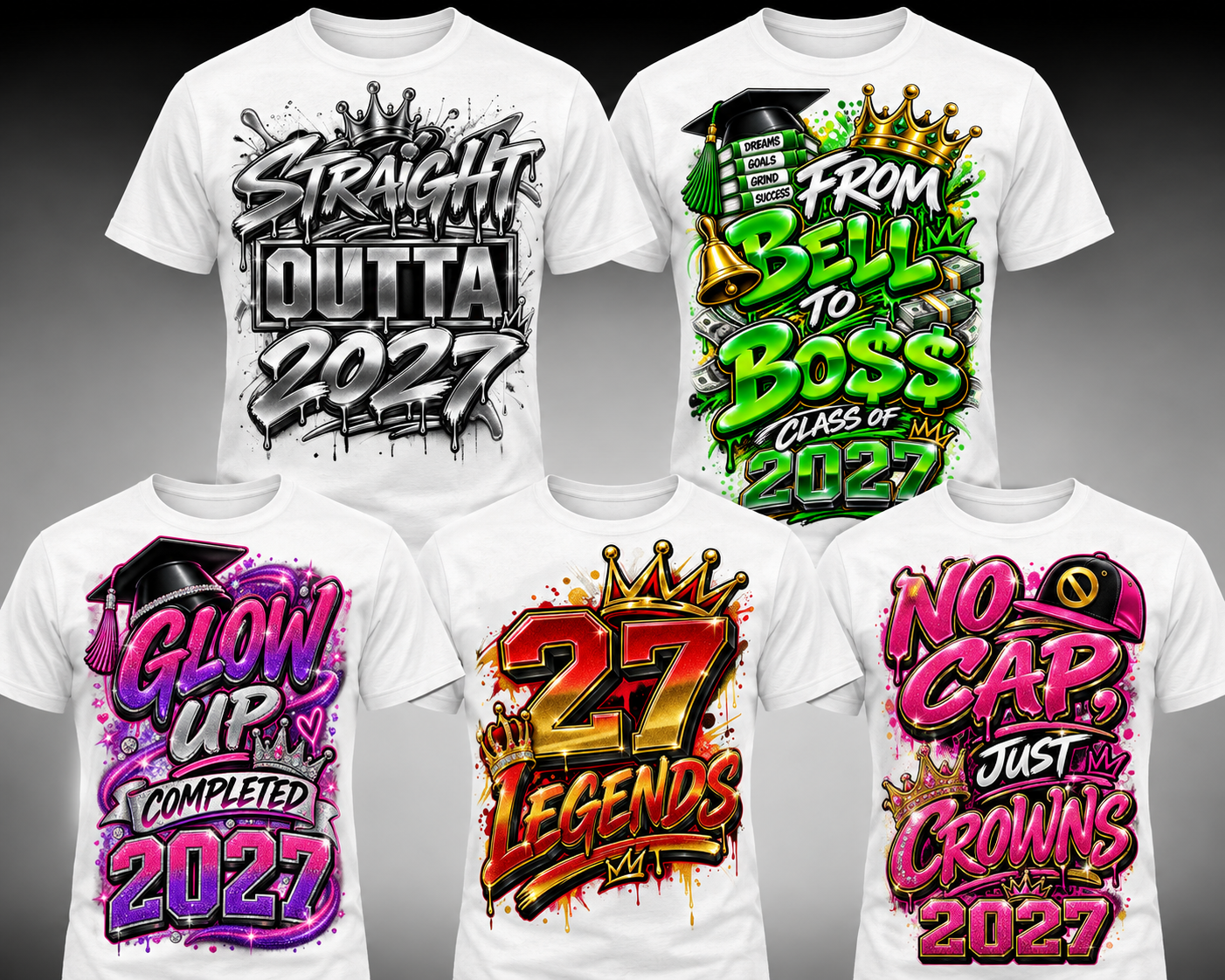 Class of 2027 Graduation PNG Bundle | Senior 2027 DTF Designs | Graffiti Graduation PNG | Grad Shirt Designs | Digital Download