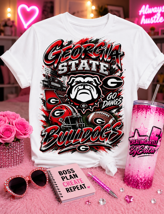 Georgia Bulldogs Football PNG | Red Black Bulldog Digital Download | Football Sublimation Design | DTF Shirt Graphi