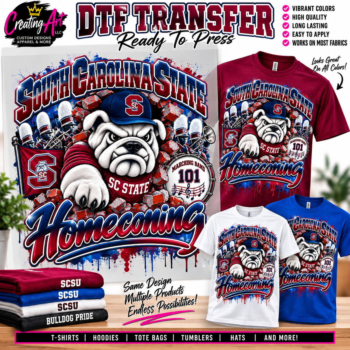 South Carolina State Homecoming DTF transfer ready to press