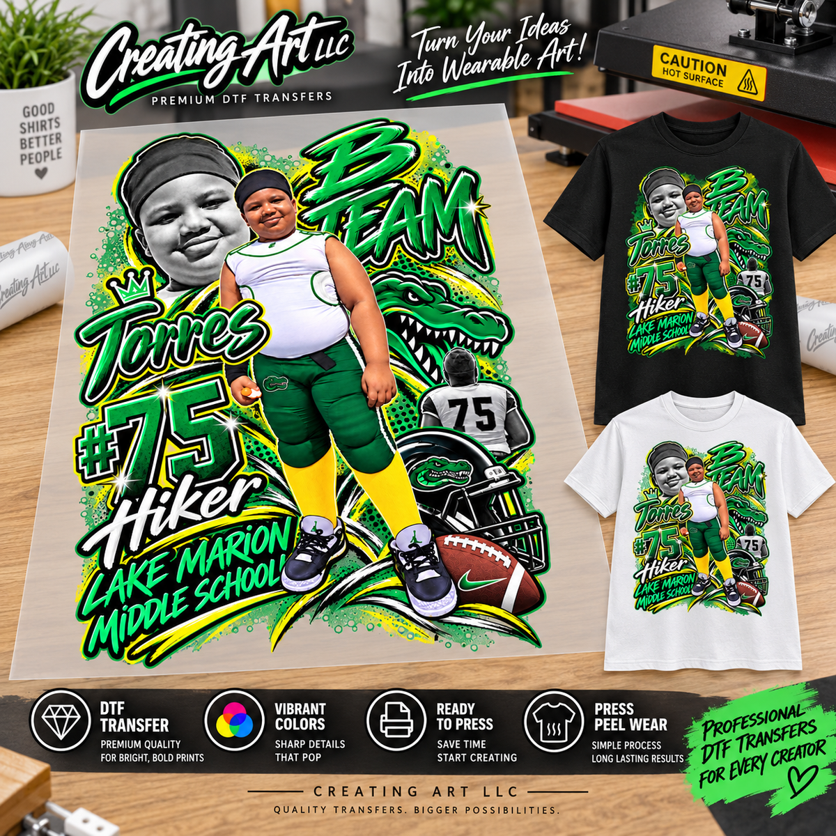 Torres #75 Lake Marion Middle B Team DTF transfer mockup